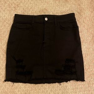 Black ripped denim skirt- Small